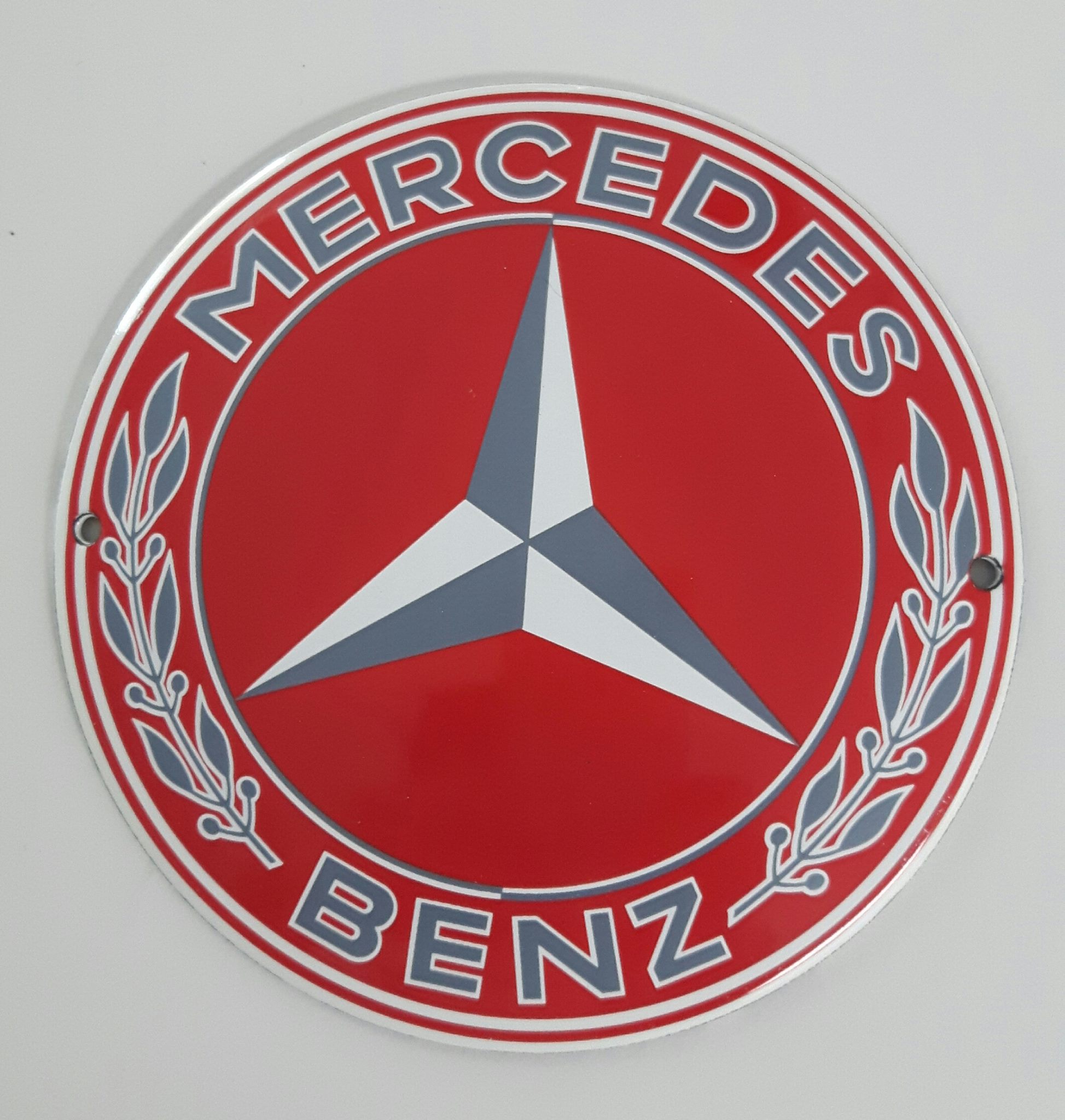 Mercedes Benz LOGO Emailschild  Ø 12 cm rot 